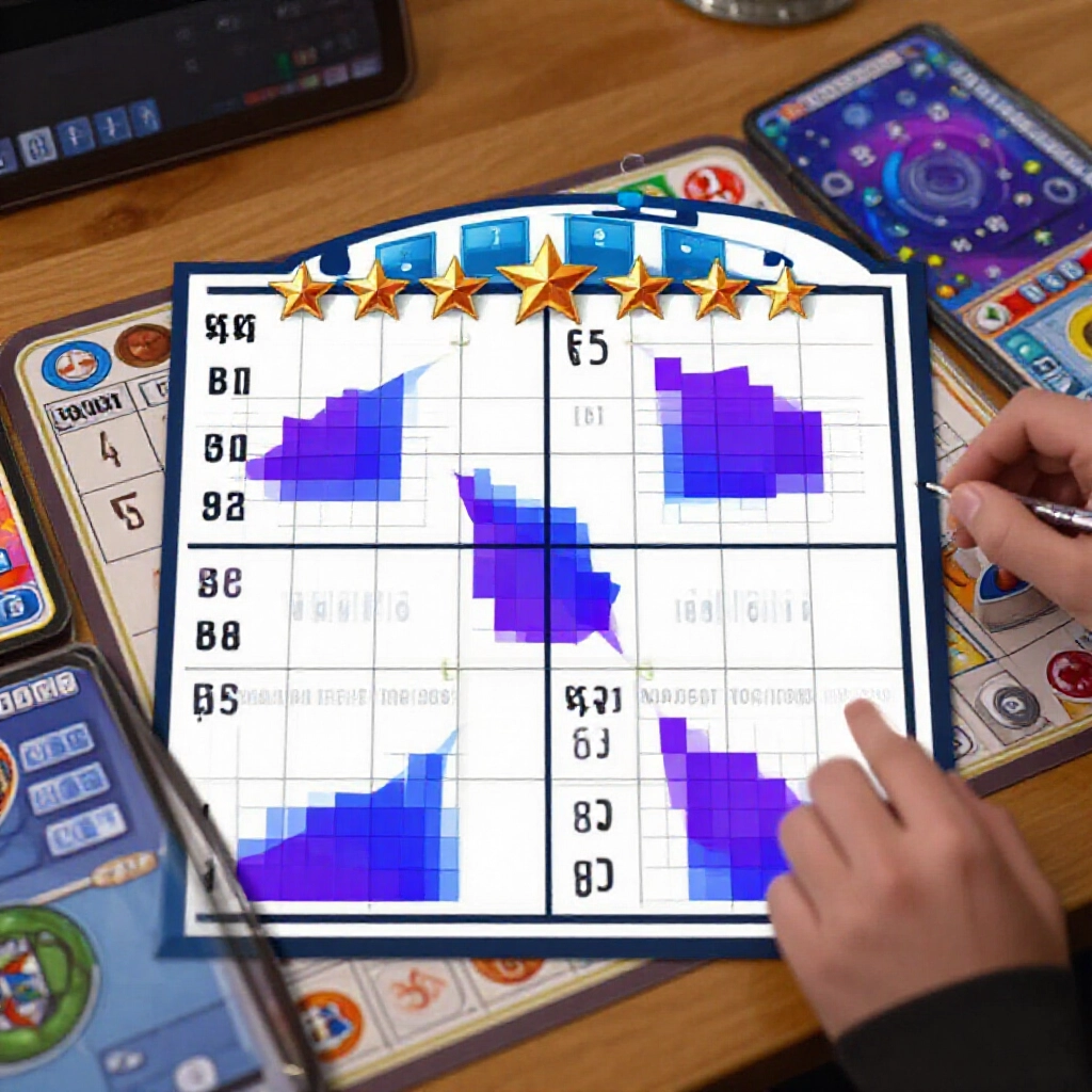 四星五星賓果連線策略圖，顏色分佈圖高勝提示亮起紫藍調，邊框遊戲截圖分析桌