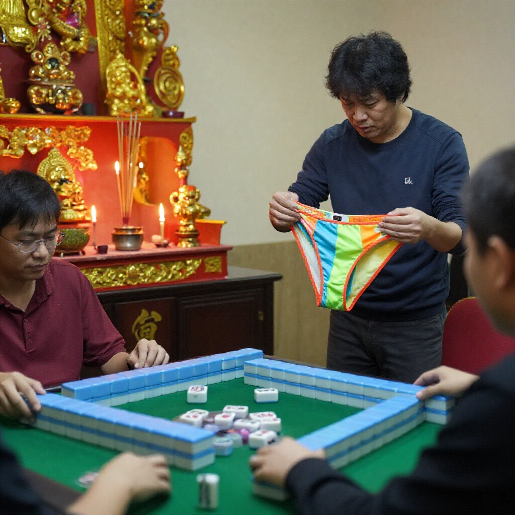 台灣賭場玩家換彩色內褲點香求轉運,正圍著麻將桌緊張對戰