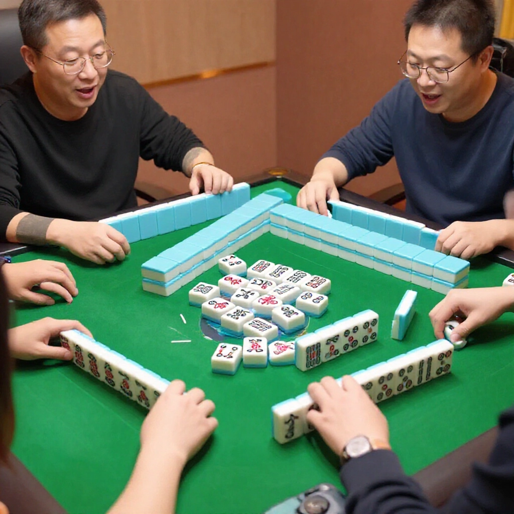 進階門清自摸牌型展示,碰碰胡或清一色台數疊加,綠桌布玩家興奮表情