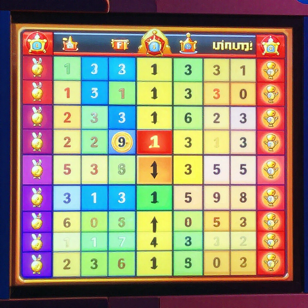 彩色獎金中獎情境對照表，明亮圖表顯示生動的彩票獎項與組合，鮮豔動感視覺