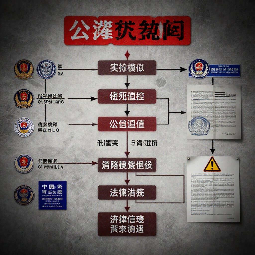 牆上戲劇性流程圖顯示線上博弈路徑通往警方調查與法院傳票，含台灣徽章紅色危險標示，營造緊張氛圍