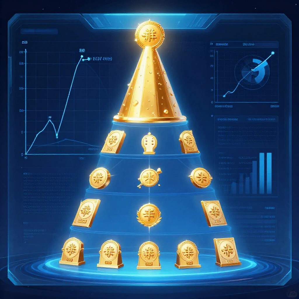 機率金字塔圖表顯示頭獎與各獎項期望值,藍色調數學圖表在數位儀表板上