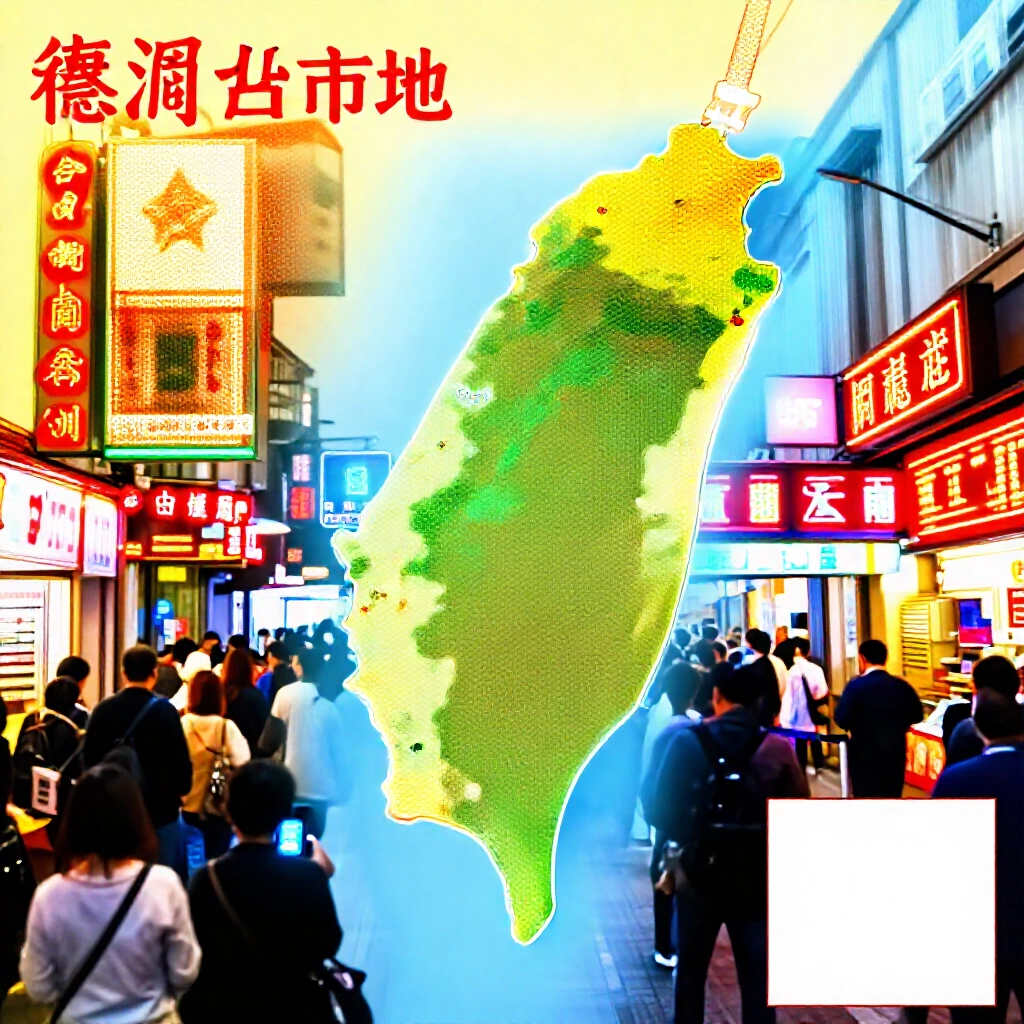 台灣詳細地圖標示台北、台中、高雄等城市的24小時運彩特選門市,霓虹燈招牌、人群進入及內部溫暖燈光下的QR碼掃描器